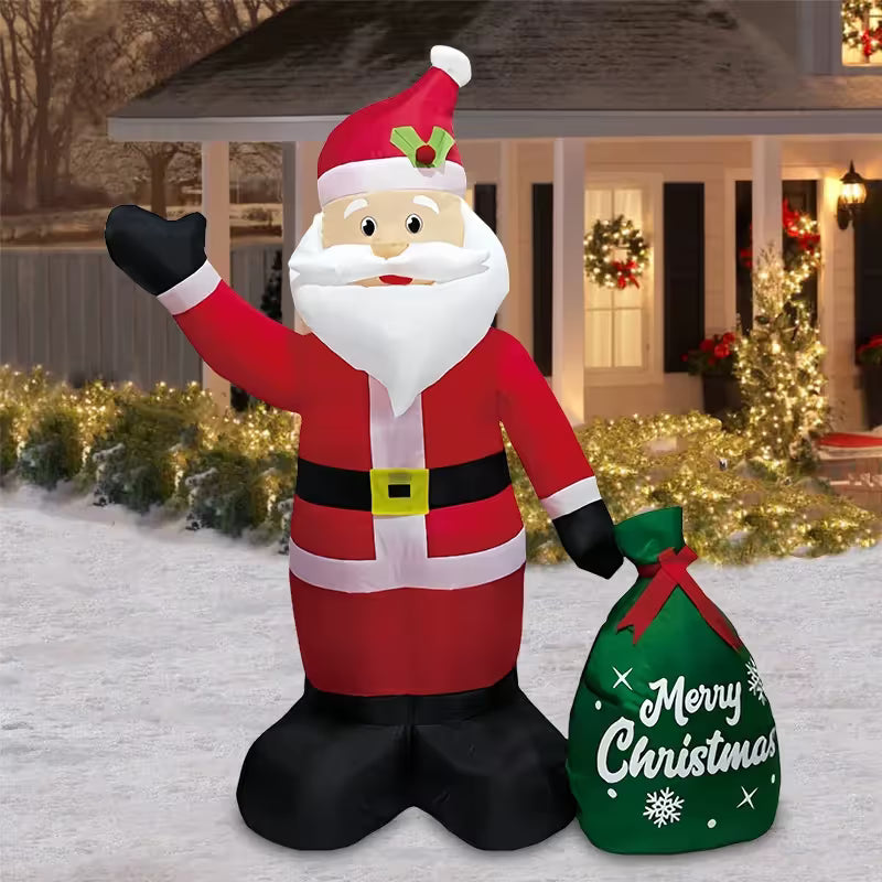 1.2M Festive Glow Christmas Santa Gift Inflatable Outdoor Decoration with LED Lights