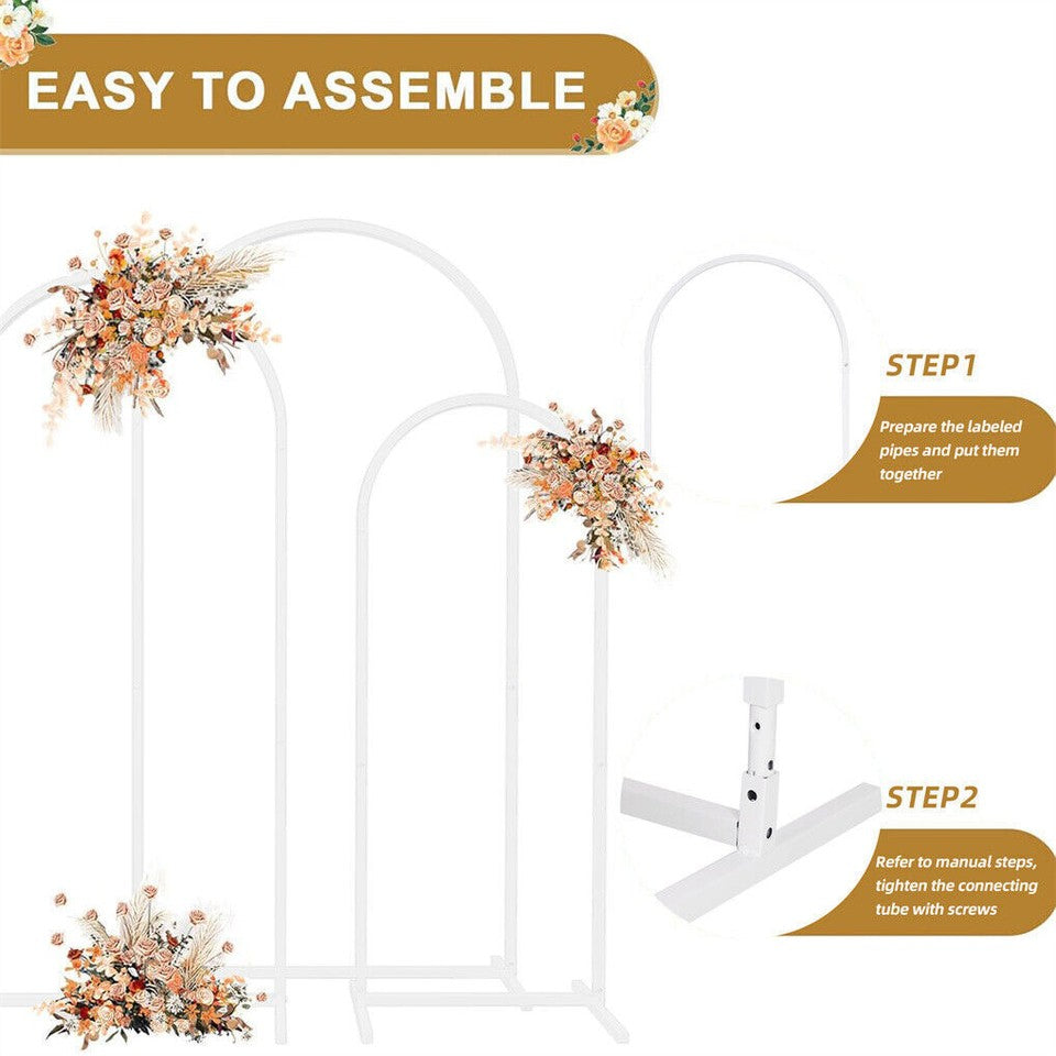 Fin Set Of 3 Wedding Arch Balloon Frame Metal Arch Backdrop Stand Birthday Party