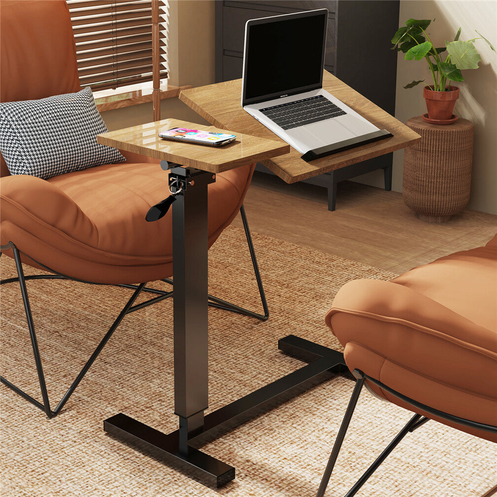 Premium height Adjustable Overbed Bedside Table With Wheels Solid Tilt Tray Table
