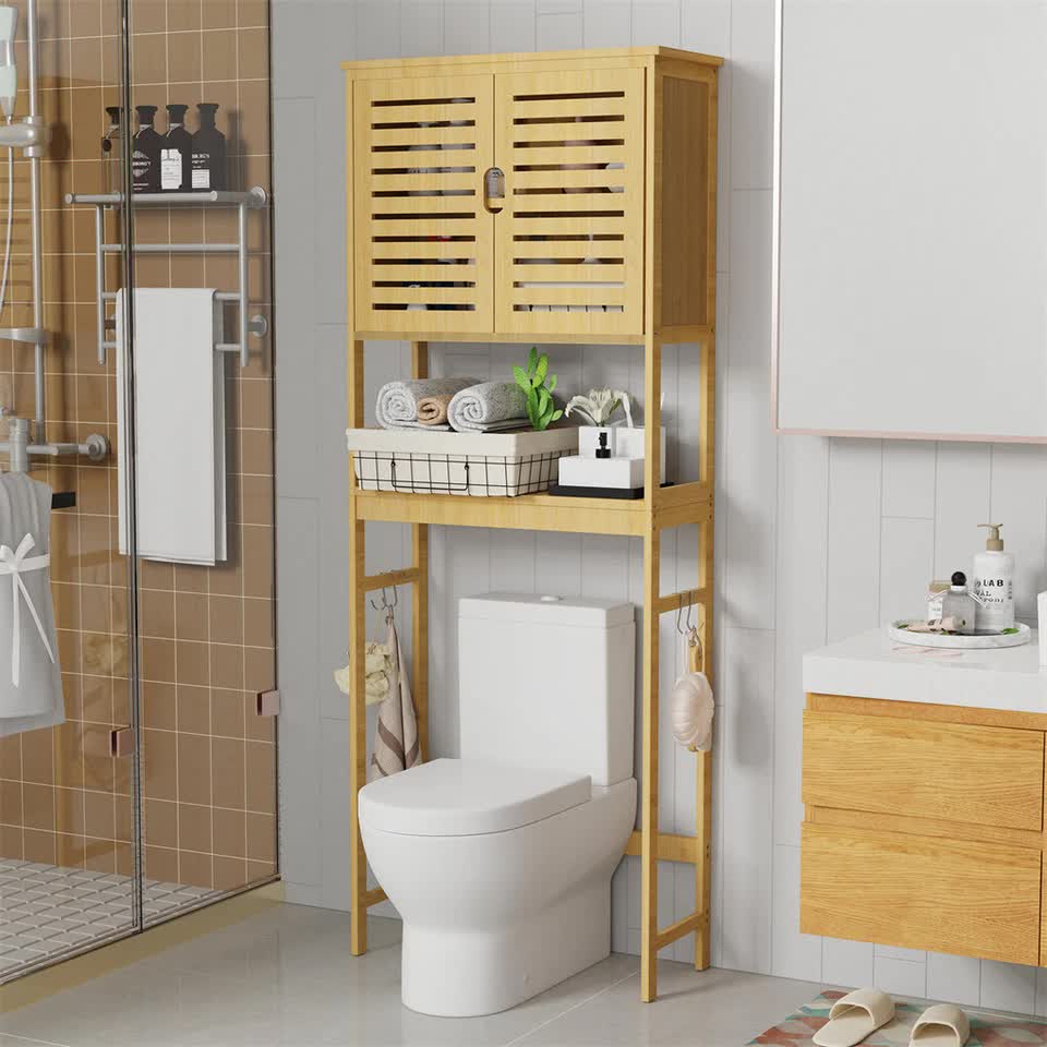 4-Tier Bamboo Bathroom Toilet Storage Rack