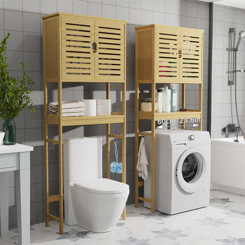 4-Tier Bamboo Bathroom Toilet Storage Rack