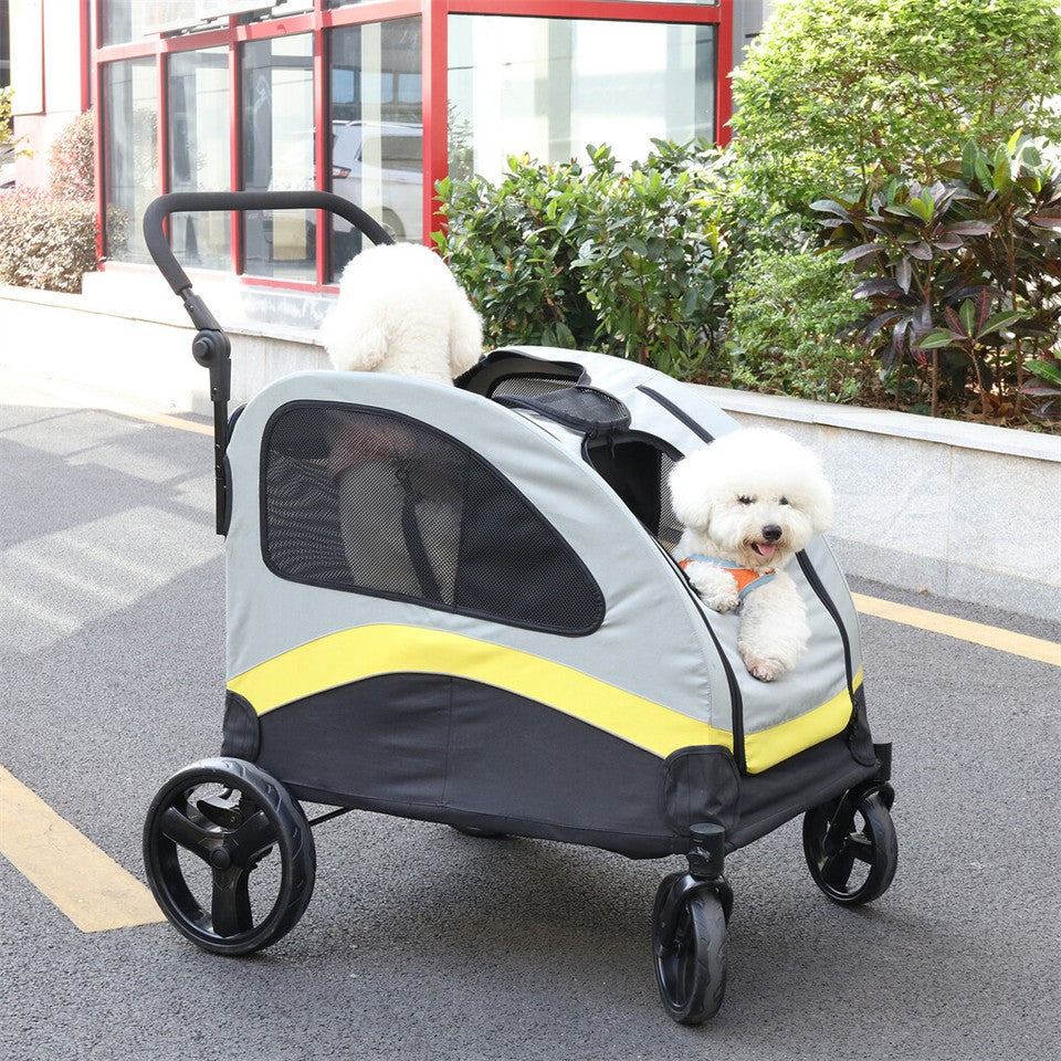 Two Dogs Stroller Divider Pet Travel Stroller Carrier One-key Folding Outdoor