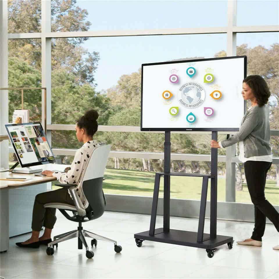 Floor Tv Mount Stand Bracket Rolling For 32"-80" Screens Vesa 600X400 Hold 65Kg