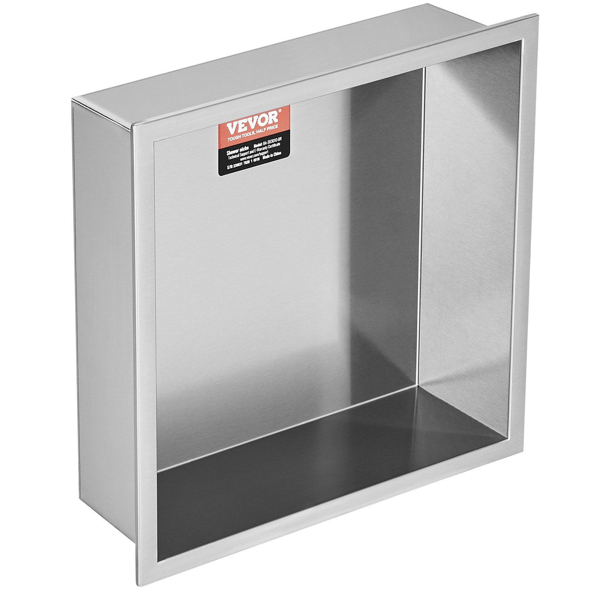 33 x 33 cm 304 Stainless Steel Shower Niche Double Shelf, Waterproof Recessed Bathroom Storage, No Tile, Silver