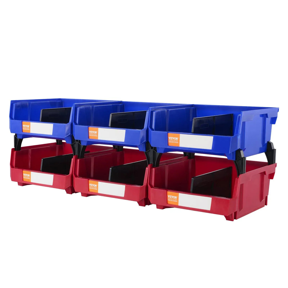 Plastic Storage Bin, (276 mm x 279 mm x 128 mm), Blue/Red, 6-Pack, Kitchen, Office, or Pantry Organization