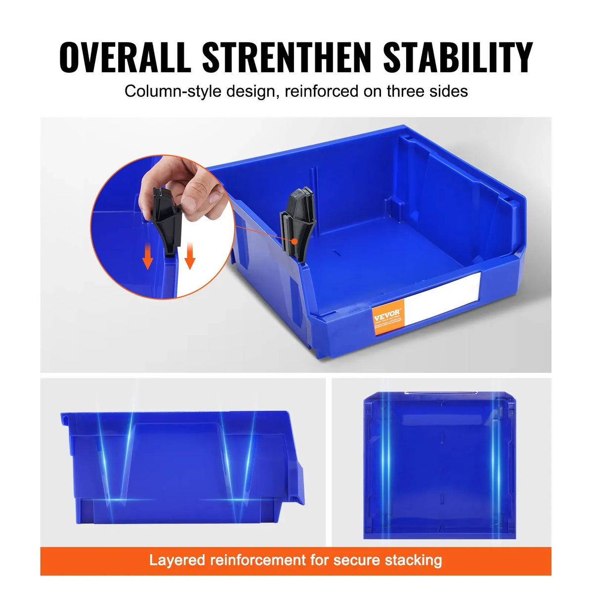 Plastic Storage Bin, (276 mm x 279 mm x 128 mm), Blue/Red, 6-Pack, Kitchen, Office, or Pantry Organization