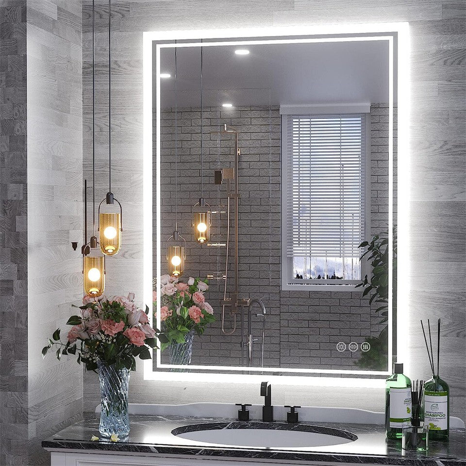 LED Anti-Fog Wall-Mounted Bathroom Mirror
