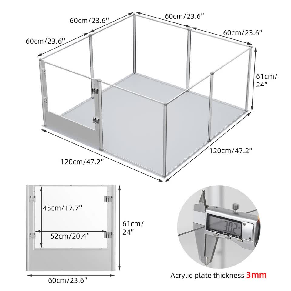 Versatile Sleek Thick Acrylic Pet Playpen Dog Puppies Run Kennel Rabbit Play Pen