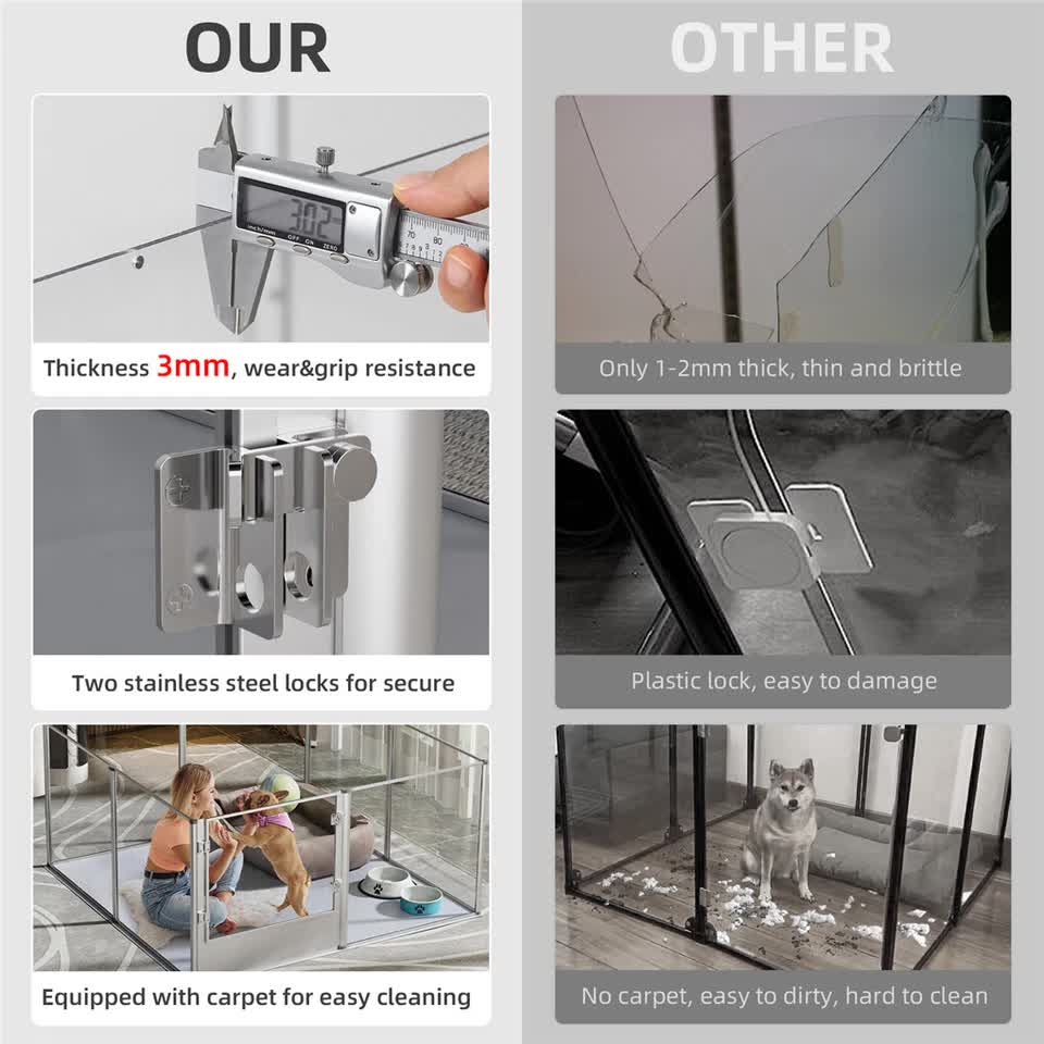Versatile Sleek Thick Acrylic Pet Playpen Dog Puppies Run Kennel Rabbit Play Pen