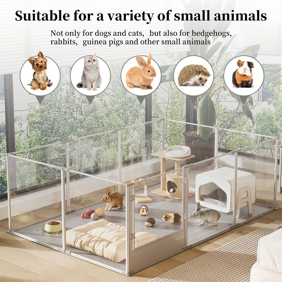10-Piece Large Thicken Acrylic Dog Playpen Puppy Birth Fence with Waterproof Mat