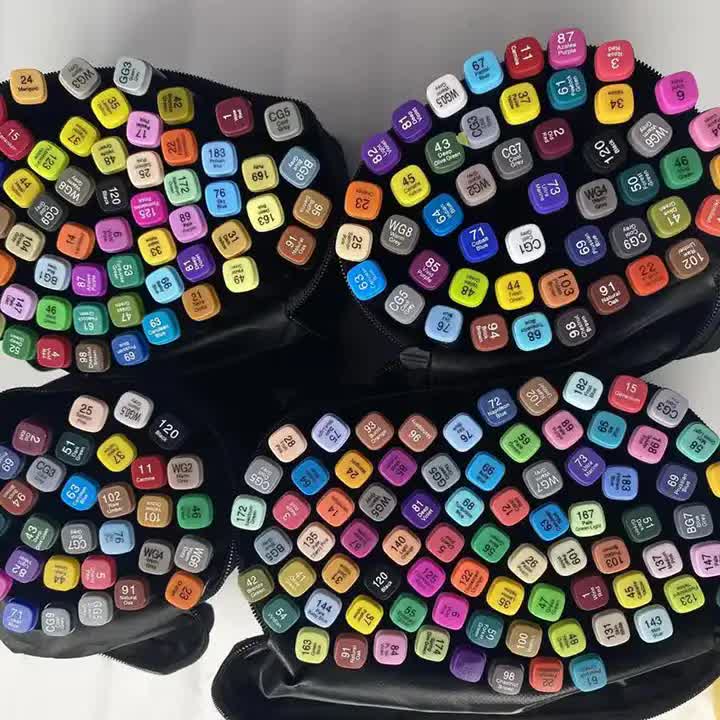 Professional Dual-Tip Marker Set - 24 Colors with Color-Coded Caps for Easy Identification