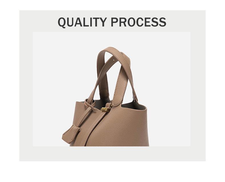 Faw Elegant Women's Leather Tote Handbag with Gold Lock Detail