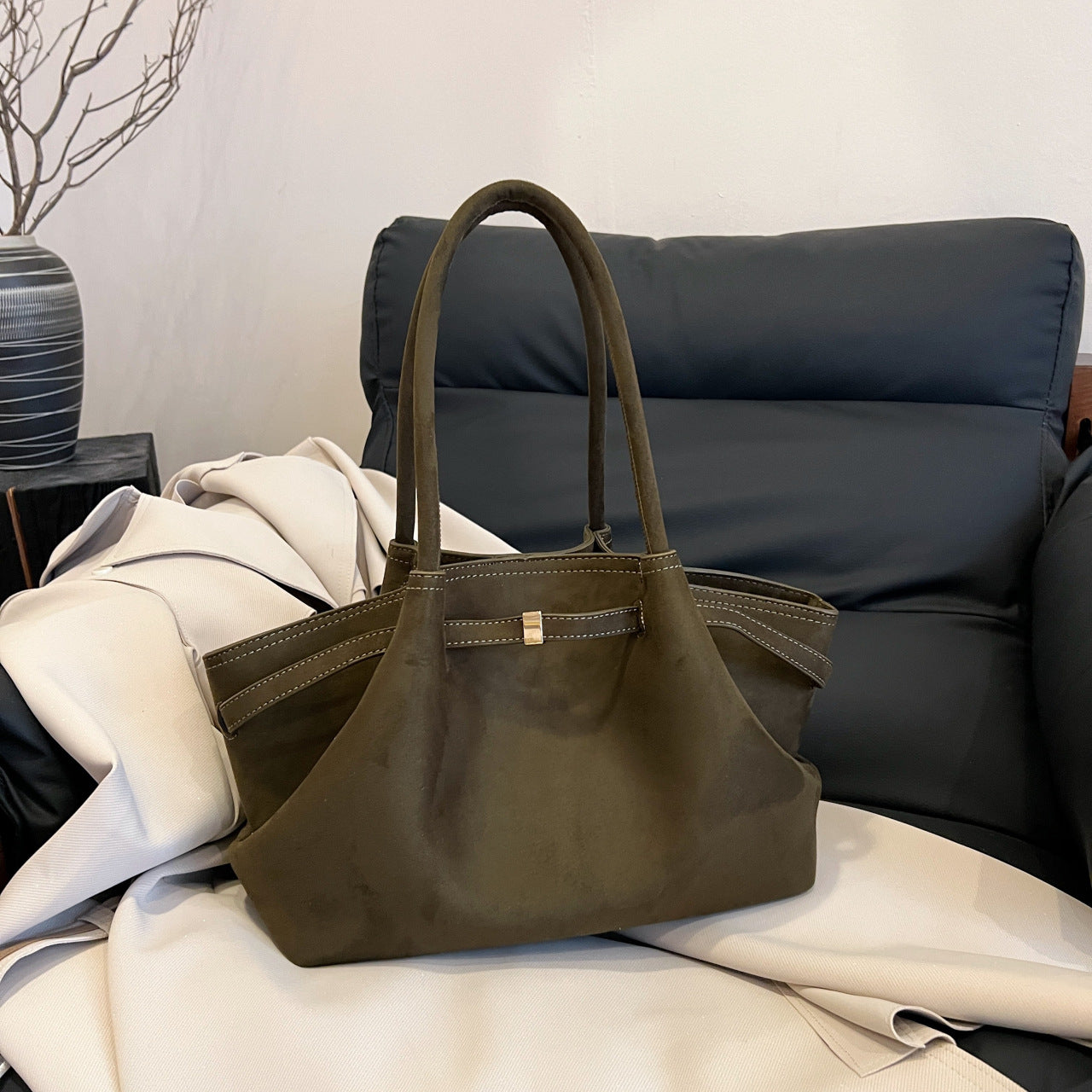 Green Elegant PU Tote Bag - Soft and Stylish Handbag for Everyday Use