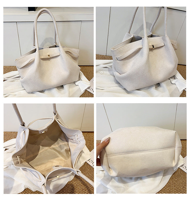Beige Elegant PU Tote Bag - Soft and Stylish Handbag for Everyday Use