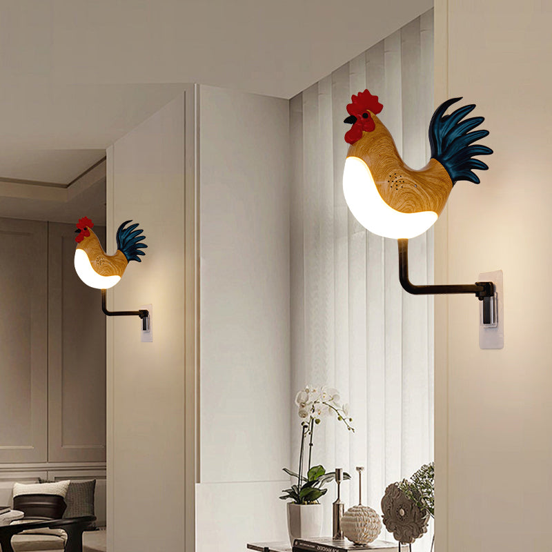 Grey USB Rechargeable Rooster Wall Lamp with Sound, Aromatherapy, and