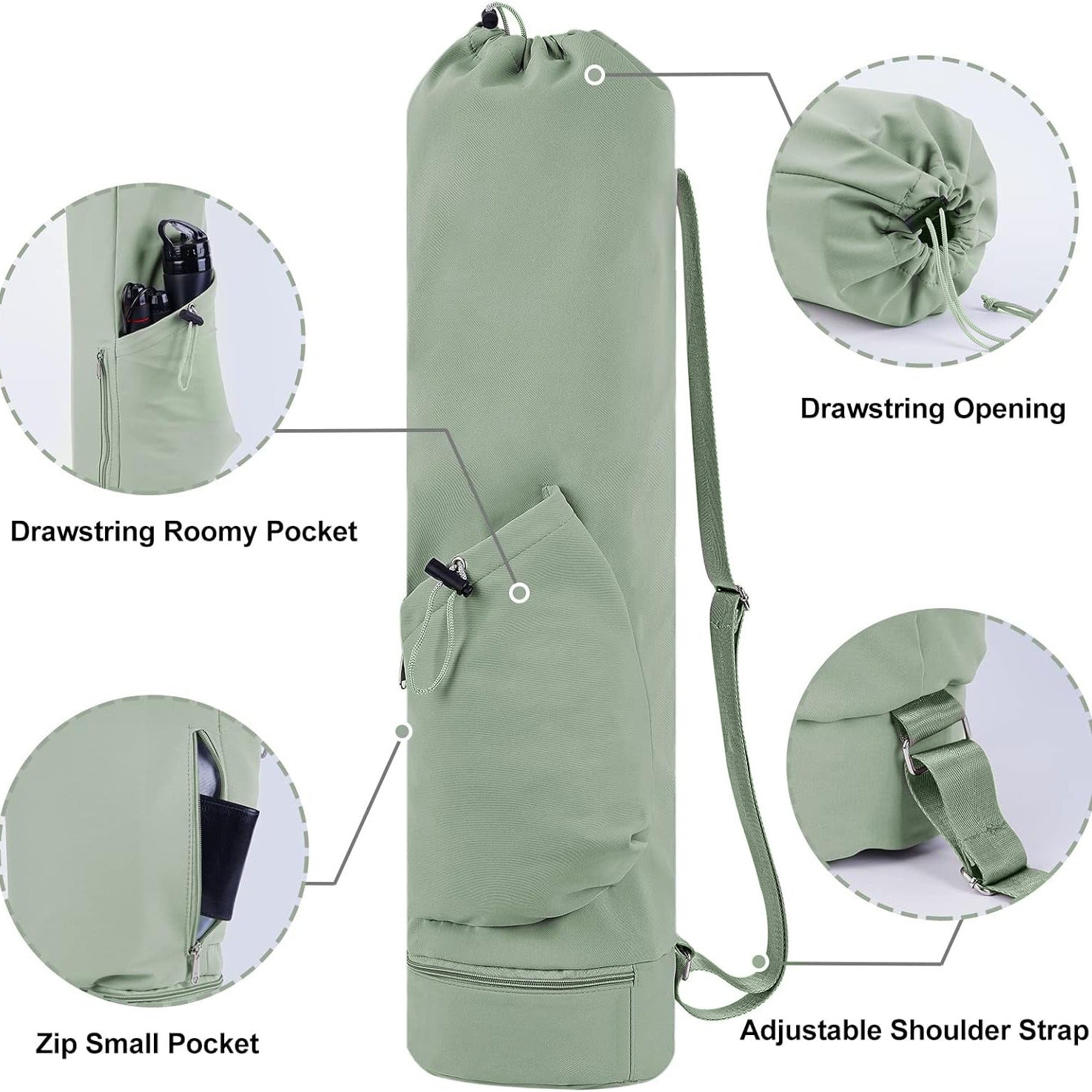 Beige Durable Yoga Mat Carry Bag - Multi-Functional Fitness Backpack with Wet Pocket(Mugs are filming props, not included)