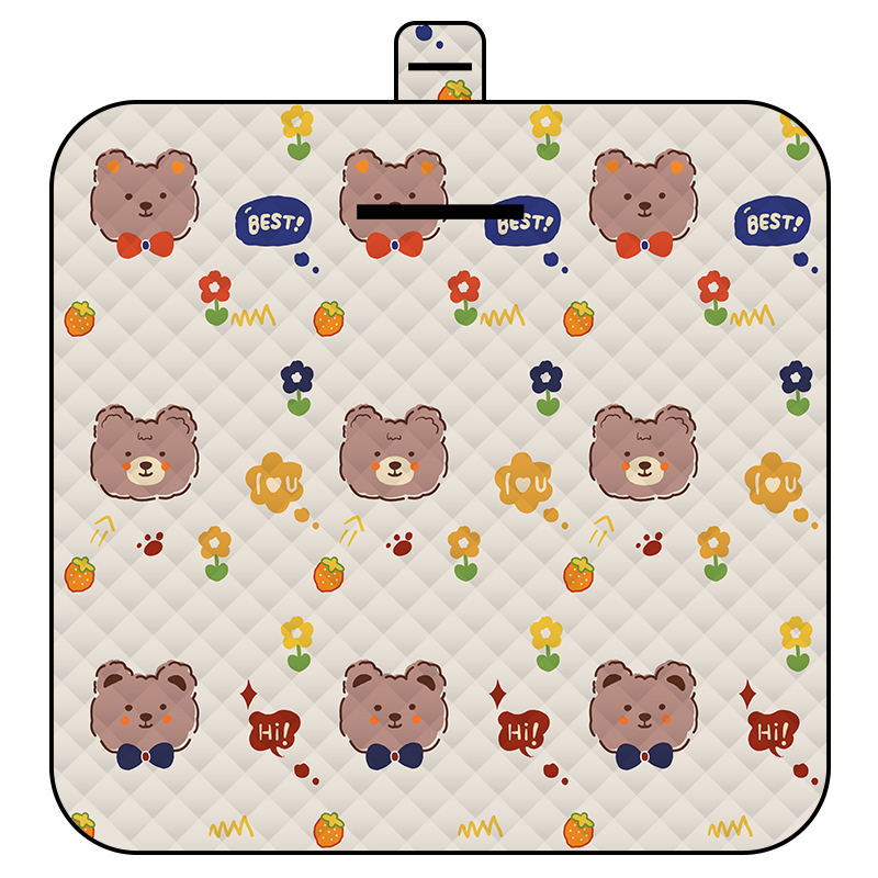 Thickened Waterproof Picnic Blanket - Portable Outdoor Beach Mat for Camping and Hiking 150*200cm(Bow tie bear)