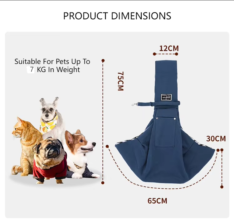 Brown Pet Sling Carrier Bag - Comfortable and Hands-Free Design