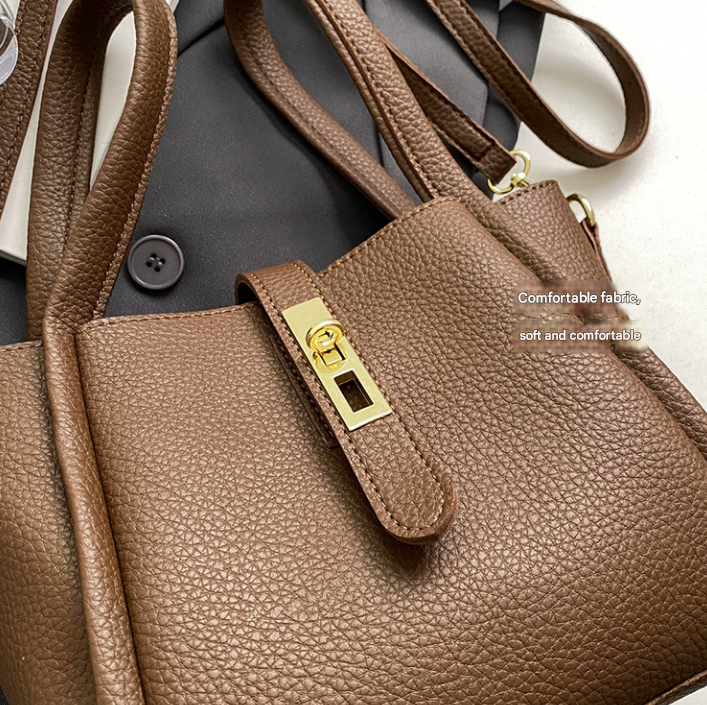 Elephant Gray Elegant Leather Shoulder Bag - Compact Handbag with Adjustable Strap