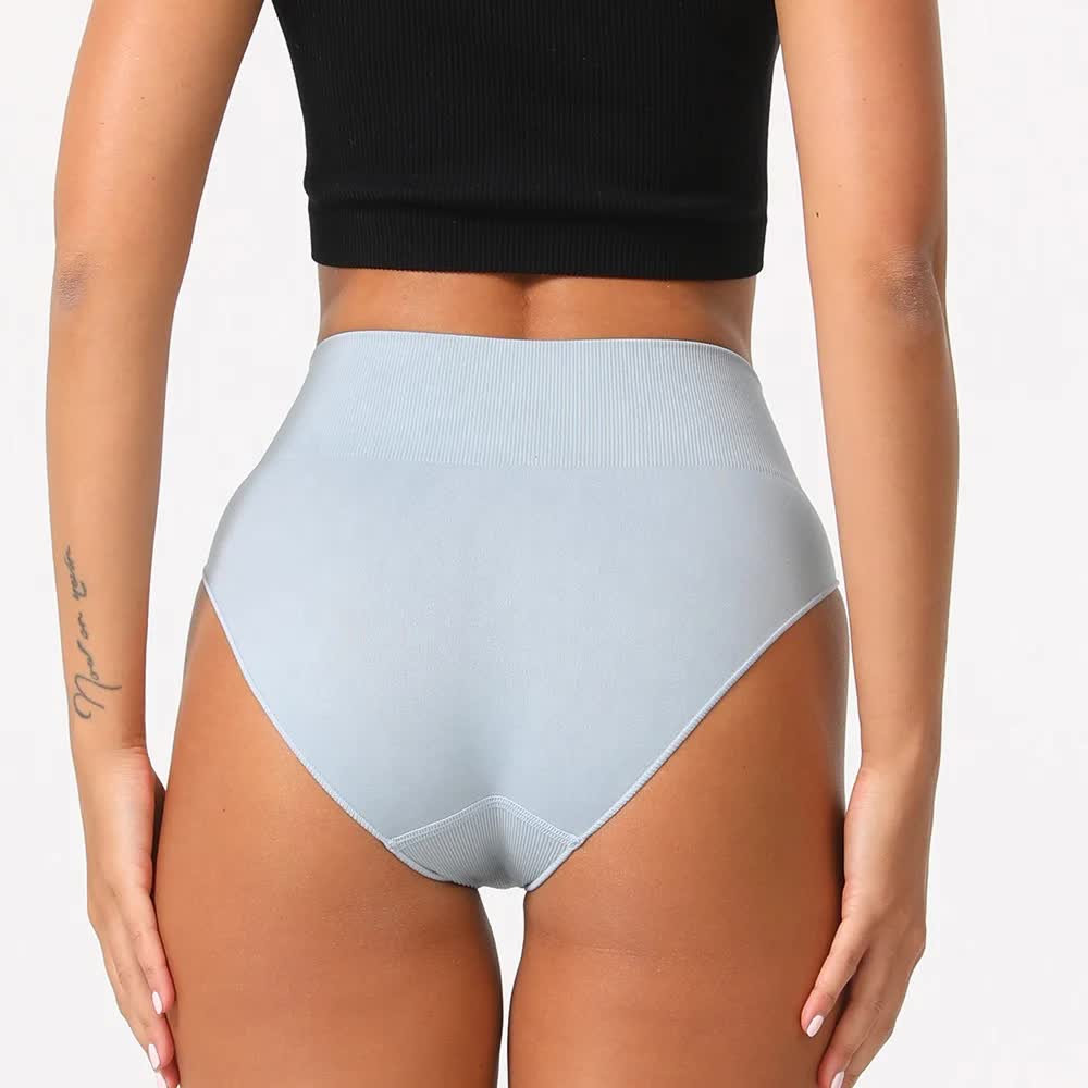 L Gray 3-Pack High-Waist Microfiber Shaping Briefs - Seamless Full-Coverage Tummy Control Panties