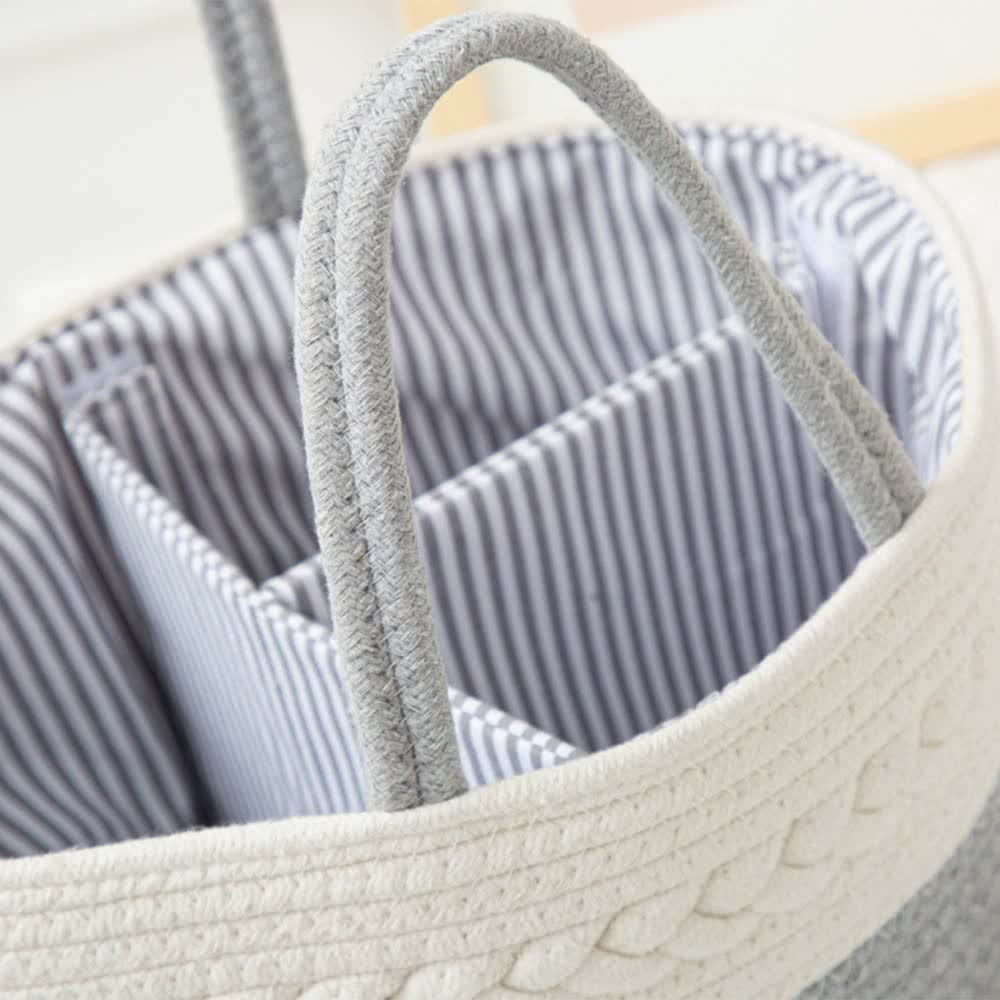 White Stylish Cotton Rope Basket for Clothing & Toys - Woven Storage Organizer, 38x23x18cm