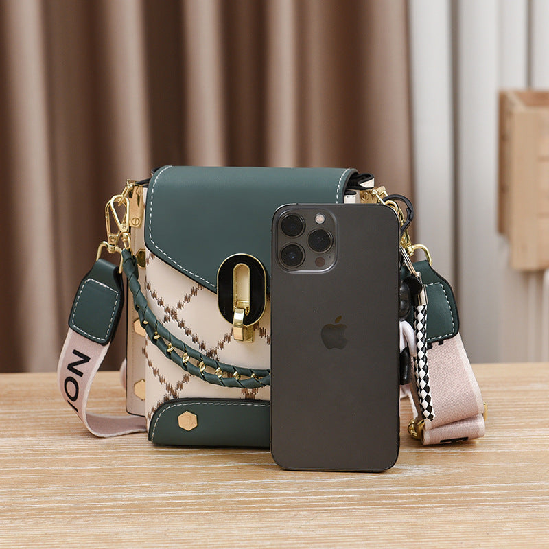 Brown Stylish Korean Minimalist Crossbody Bag - Elegant Small Square Shoulder Bag with Phone Pocket