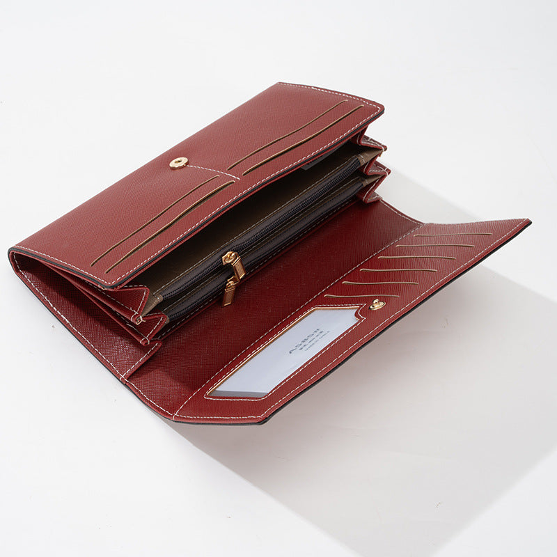 Blue PU Slim Wallet with Polyester Interior - Stylish Clutch for Cards and Cash