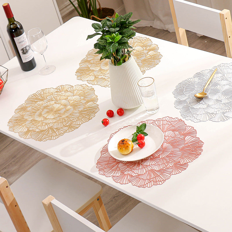 Silver Elegant Floral PVC Placemats - Set of 8, Durable & Stylish Table Mats (38cm)