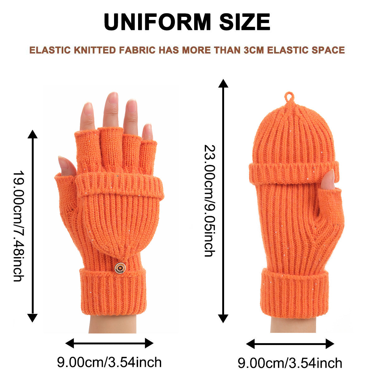 Pink Winter Convertible Mittens - Warm Knitted 2-in-1 Fingerless Gloves with Flip Top Cover for Cold Weather