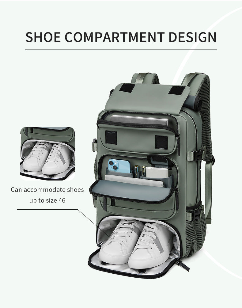 Mint Green Large Capacity 16-Inch Laptop Travel Backpack - Anti-Theft Professional Business Bag with Spring Buckle - Durable Oxford Cloth Outdoor Rucksack for Men and Women