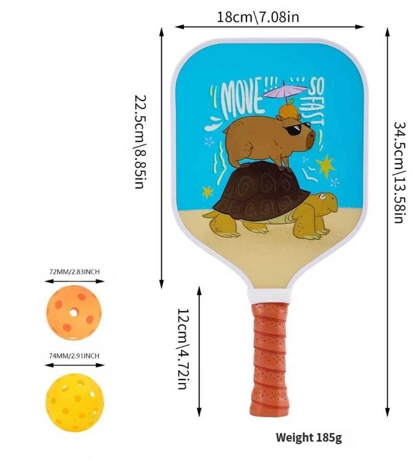 【RT-008】Fiberglass Pickleball Paddle Set of 2 with 4 Balls and Carry Bag - 185g Single Paddle Weight - Beginner Friendly Starter Kit with Non-Slip Cushion Grip for  Outdoor Family Fun