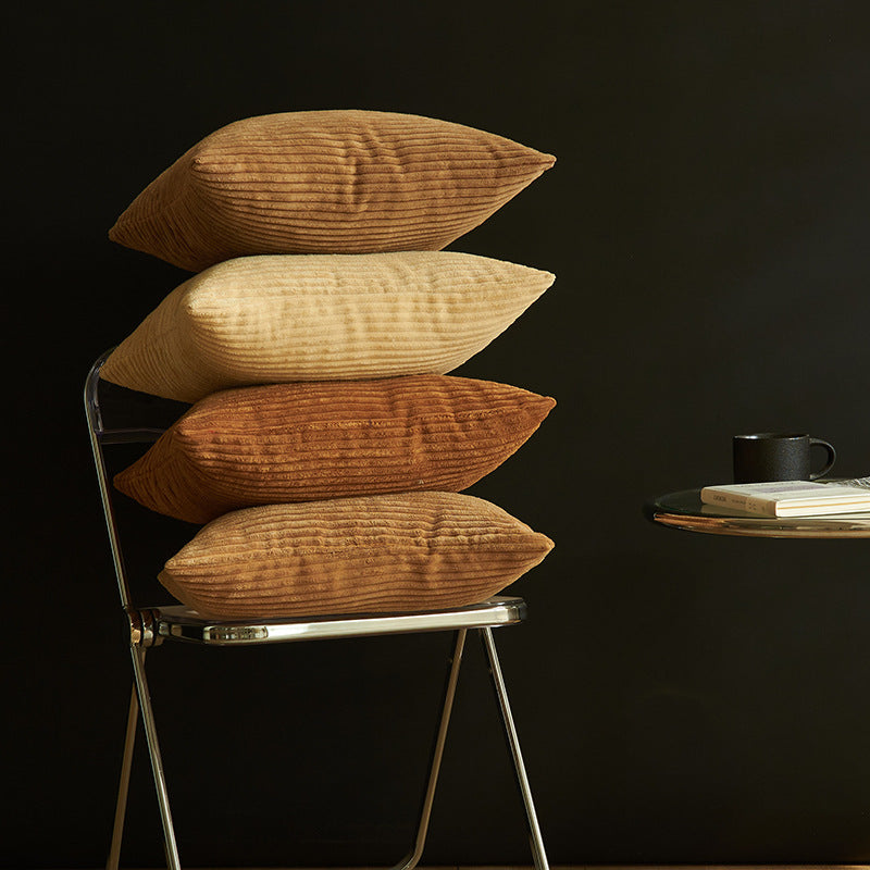 Dark Coffee Set of 4 Corduroy Pillow Covers - Solid Color Minimalist Throw Cushion Covers - 45x45cm (Pillow Inserts are NOT Included)