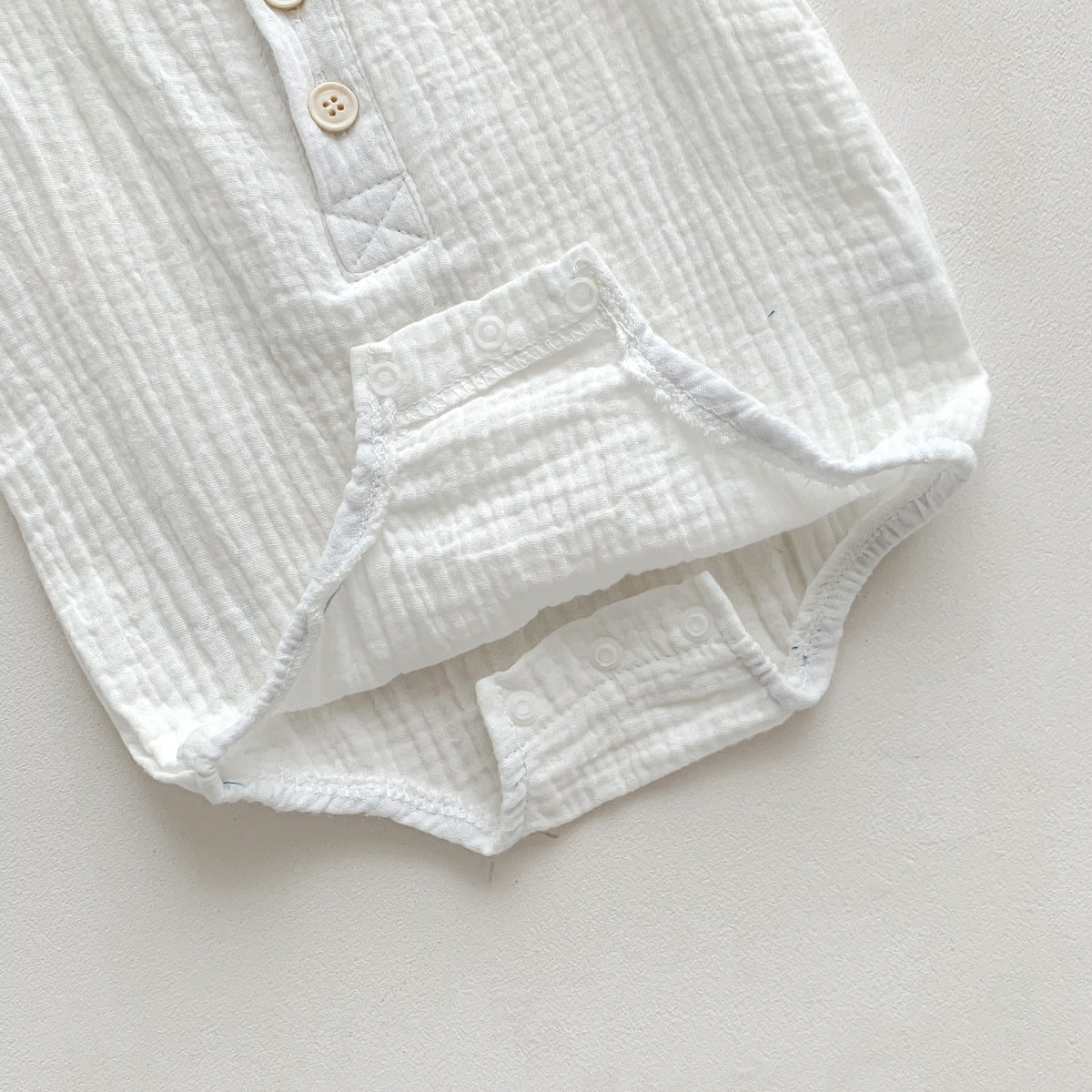 90cm Khaki Sleeveless Bubble Cotton Baby Romper - Soft Newborn Onesie for Boys and Girls, 0-2 Years