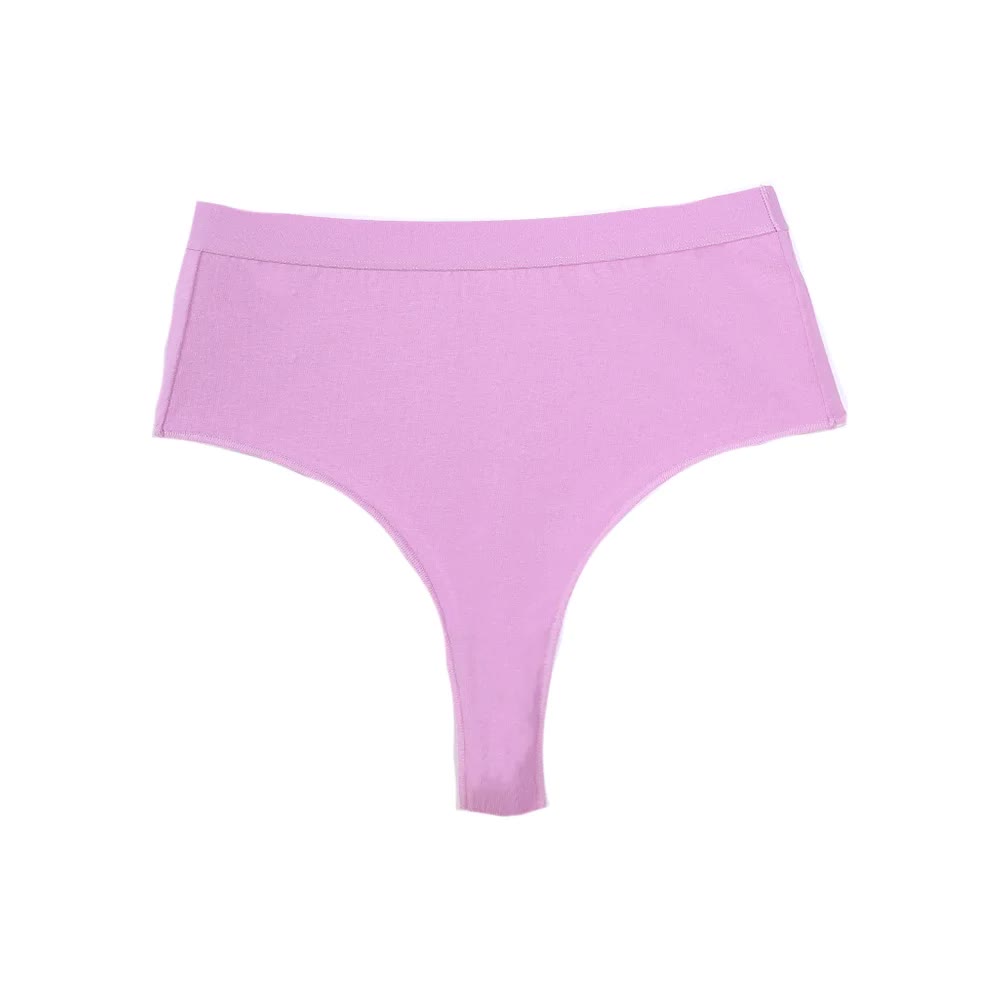 3 pcs（MINT green+Black+Violet） High-Waisted Solid Color Cotton Comfort Plus Size Tummy Control Thong Panties for Women – Size M