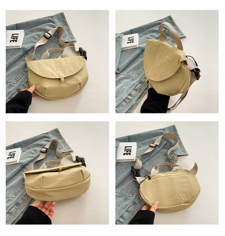 Khaki Trendy Crescent Crossbody Bag - Unique Design Shoulder Bag 29x6x17cm