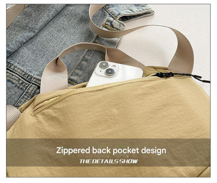 Khaki Trendy Crescent Crossbody Bag - Unique Design Shoulder Bag 29x6x17cm