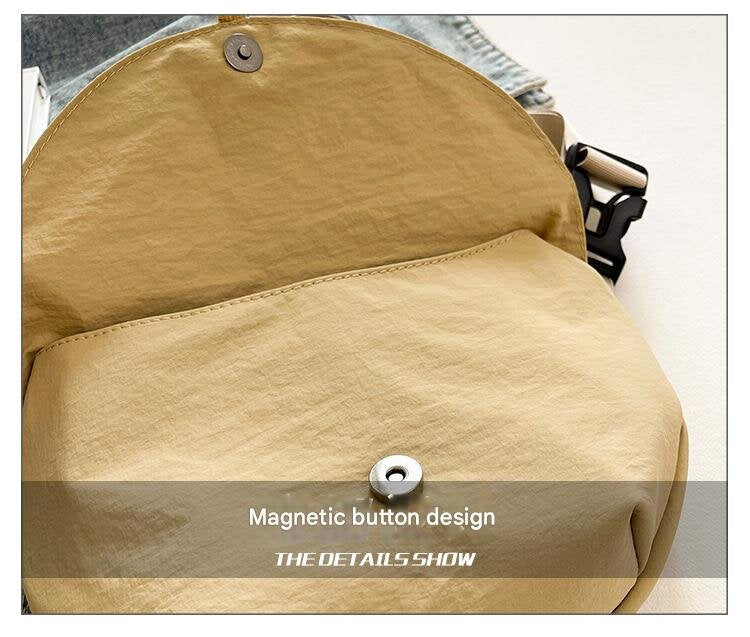 Khaki Trendy Crescent Crossbody Bag - Unique Design Shoulder Bag 29x6x17cm