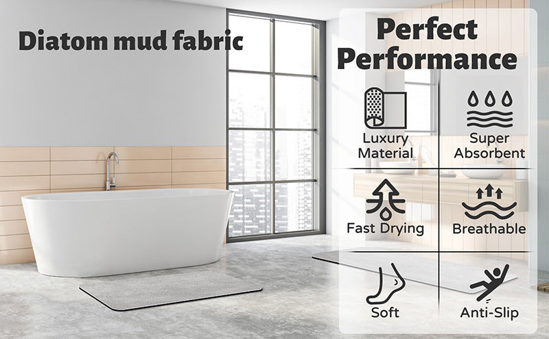 Black and white geometric pattern Quick-Dry Absorbent Non-Slip Bath Rug for Bathroom, Kitchen & Entryway 45x70cm