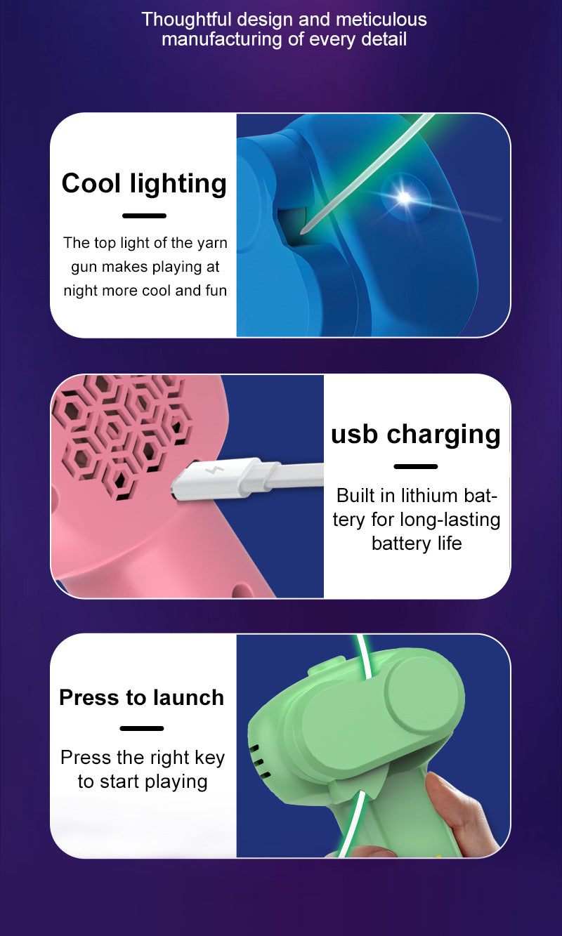 Dark blue 3-Meter Glow-in-the-Dark Rope Launcher Toy - Fun Stress Relief for All Ages