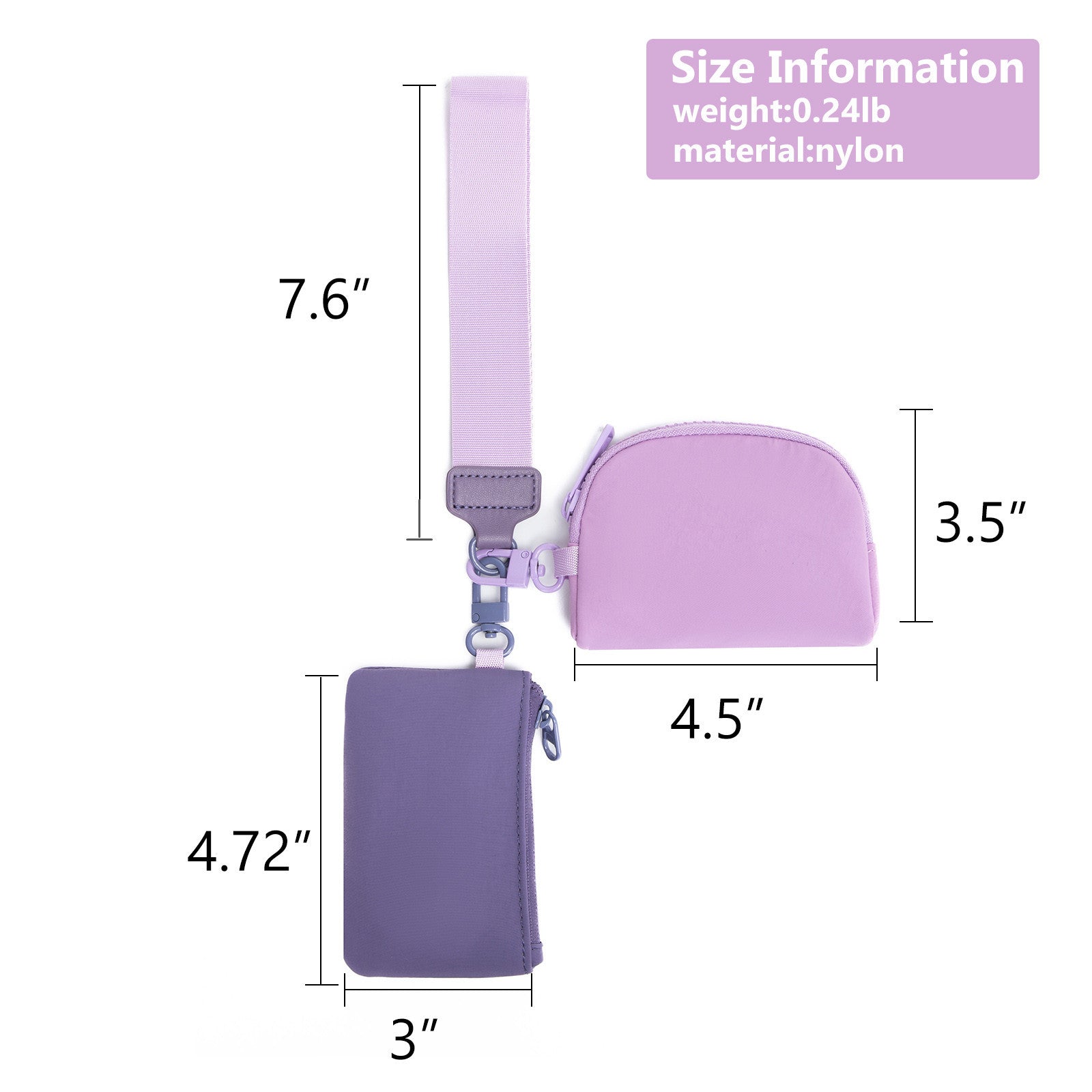 Purple Stylish Mini Wristlet Wallet - Nylon, Multi-Compartment Design