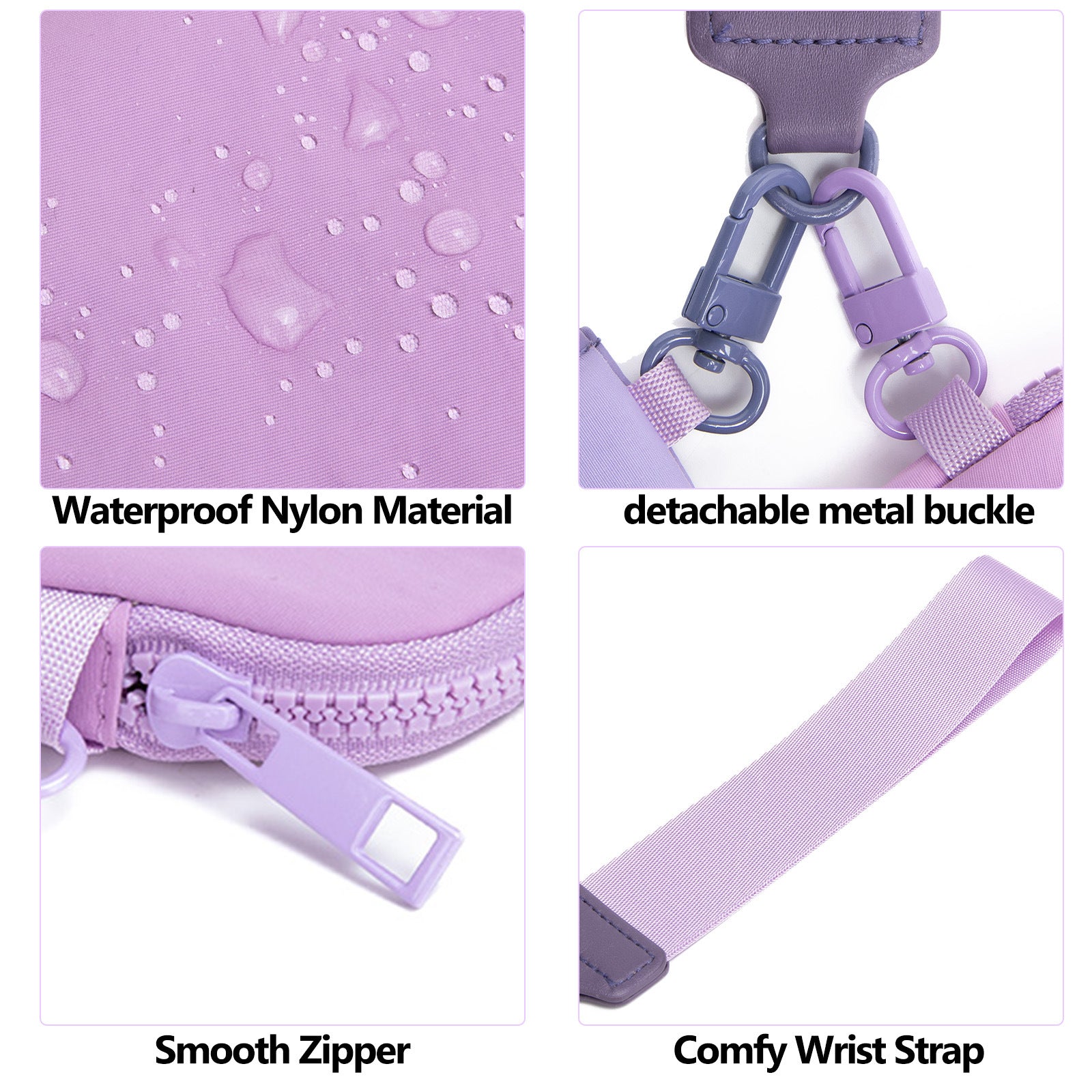 Purple Stylish Mini Wristlet Wallet - Nylon, Multi-Compartment Design