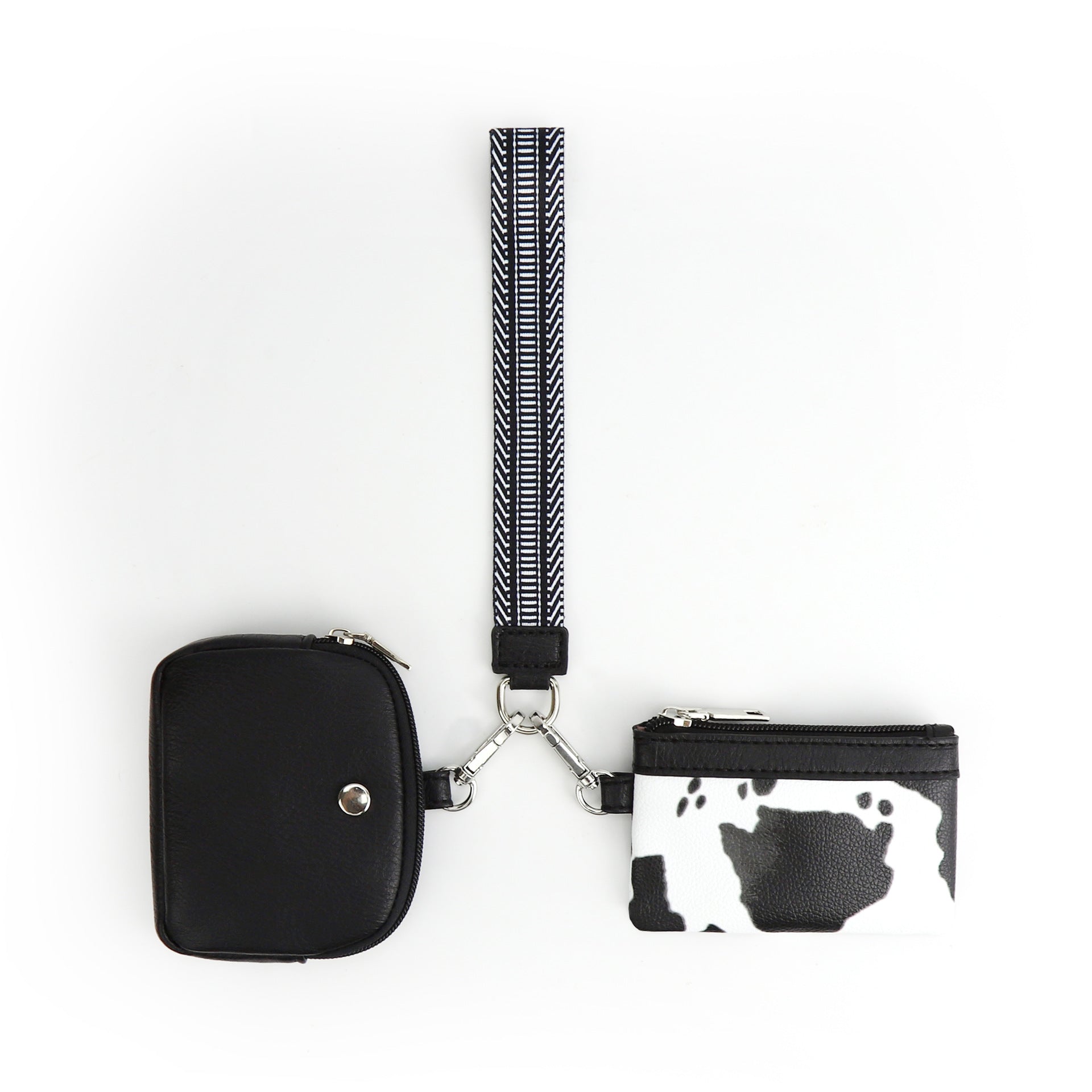 Cow Black Stylish Mini Wristlet Wallet - Nylon, Multi-Compartment Design
