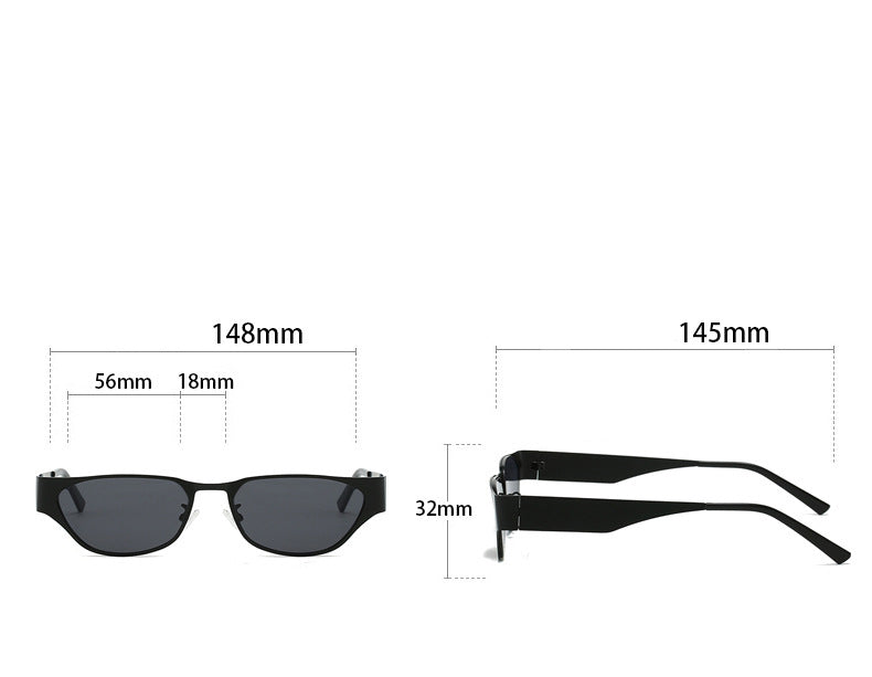 Silver Frame Black Gray Film Retro Cat Eye Sunglasses - Metal Frame, UV400 Protection