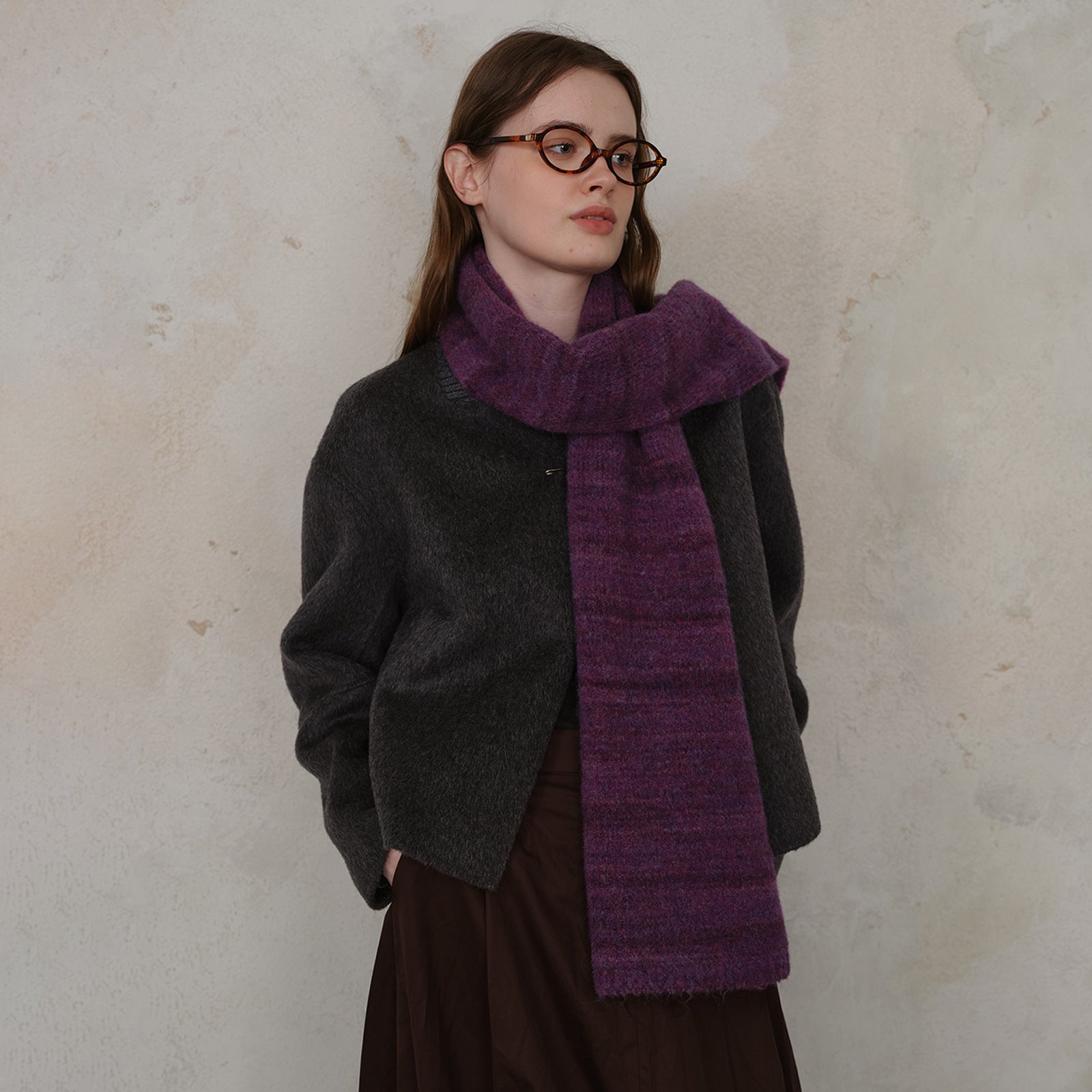 Blue Vintage Wool-Blend Knit Scarf - Warm and Stylish for Men and Women
