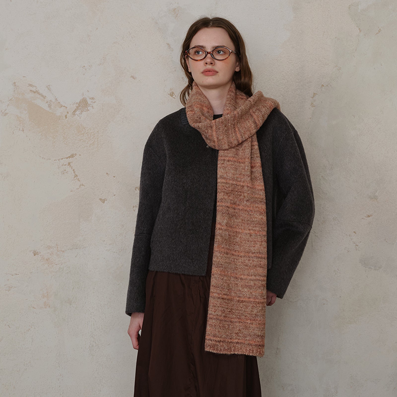 Grey Vintage Wool-Blend Knit Scarf - Warm and Stylish for Men and Women