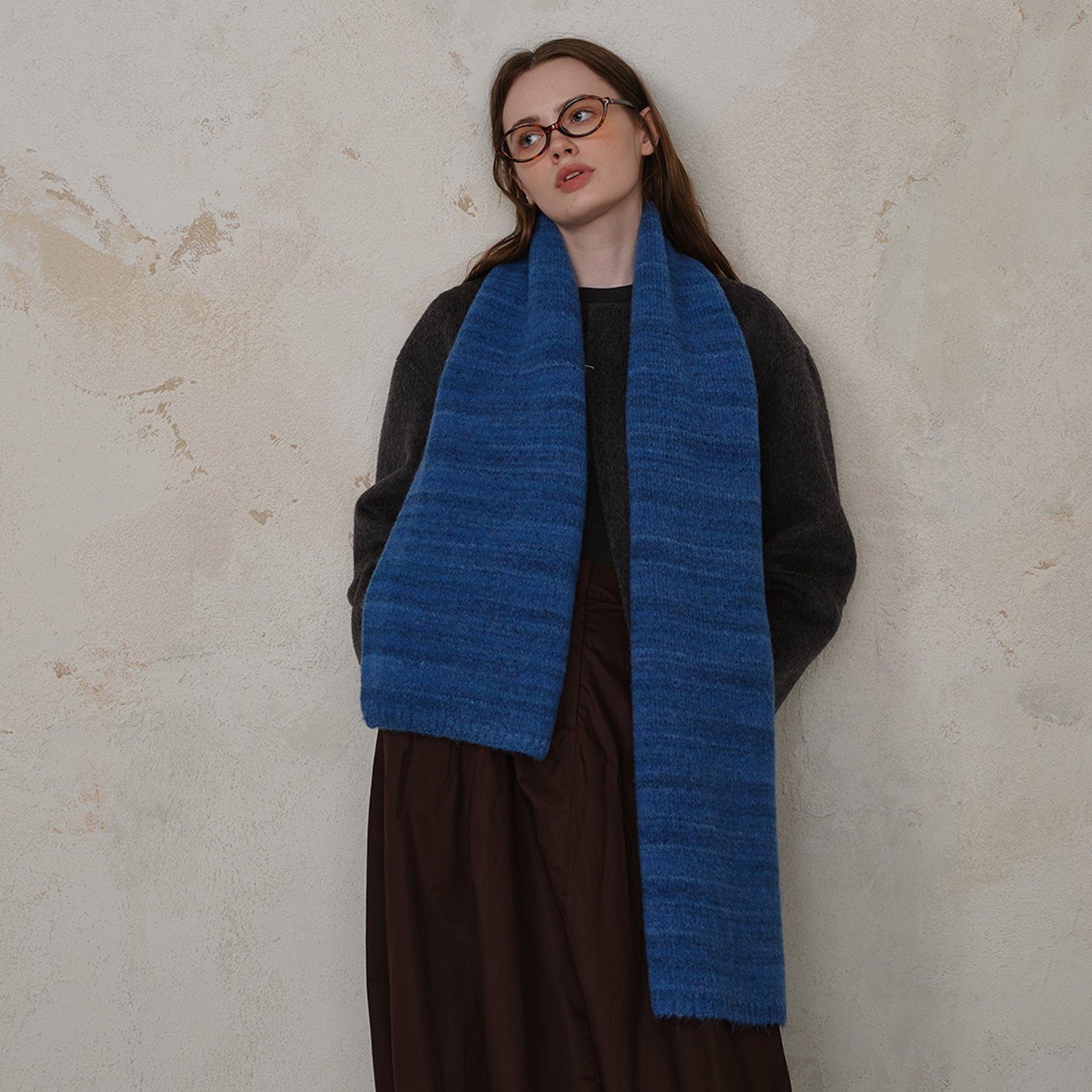 Green Vintage Wool-Blend Knit Scarf - Warm and Stylish for Men and Women