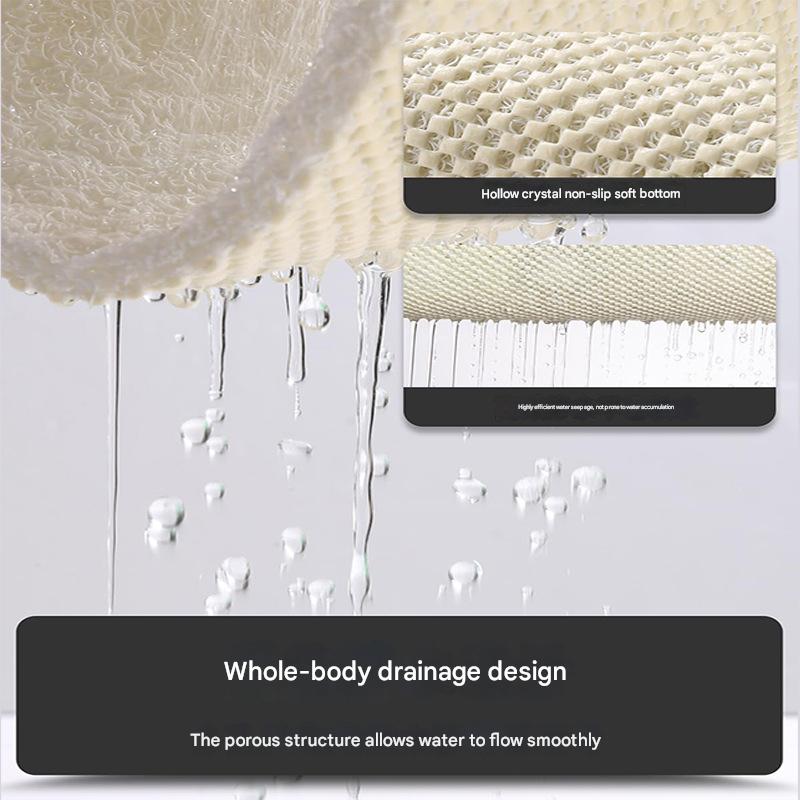 Green Leaves Pattern  PVC Non-Slip Bath Mat 45x75cm - Shower Drain Hole Design, Soft & Quick-Dry Bathroom Rug