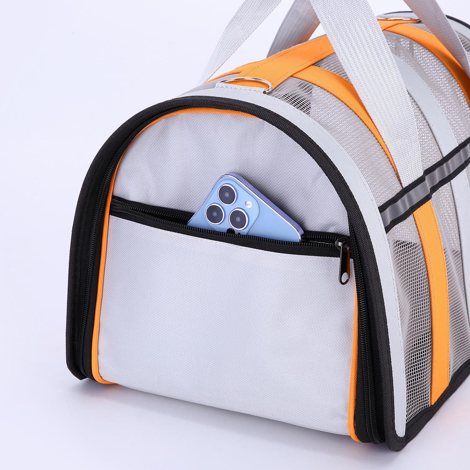 Size S Blue And White Foldable Pet Carrier Bag - Lightweight, Breathable, and Spacious for All Seasons