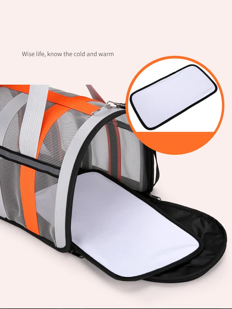 Size S Blue And White Foldable Pet Carrier Bag - Lightweight, Breathable, and Spacious for All Seasons