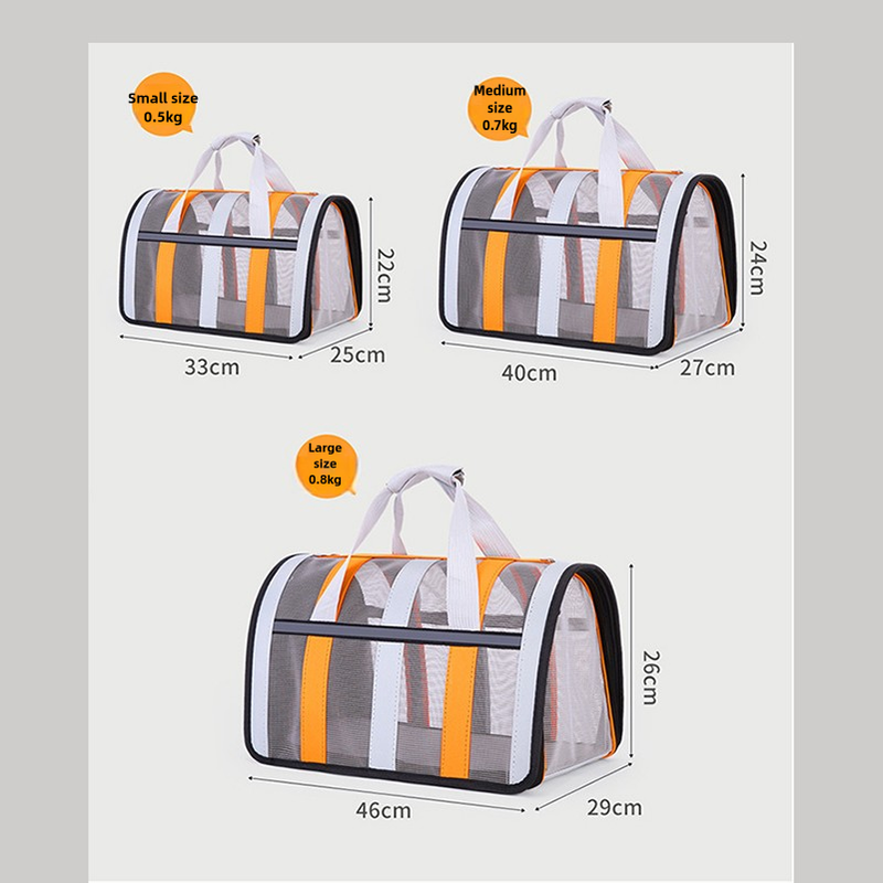 Size S Blue And White Foldable Pet Carrier Bag - Lightweight, Breathable, and Spacious for All Seasons